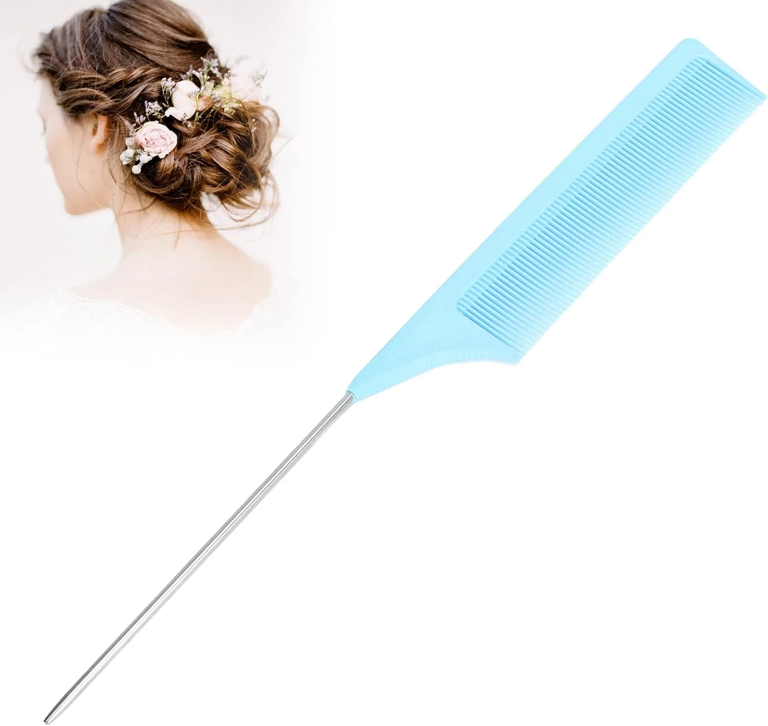 شانه دم موشی مییا، شانه حالت دهنده مو زنانه برای آرایشگر مو (آبی)