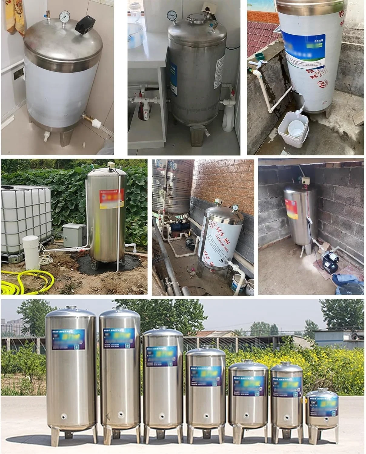 مخزن تحت فشار عمودی برای چاه آب، مخزن ذخیره آب استیل ضد زنگ برای خانه/زیرزمین، مخازن تحت فشار (50x115 سانتی متر (200 لیتر)) مخزن تحت فشار عمودی برای چاه آب، مخزن ذخیره آب استیل ضد زنگ برای خانه/زیرزمین، مخازن تحت فشار (50x115 سانتی متر (200 لیتر))