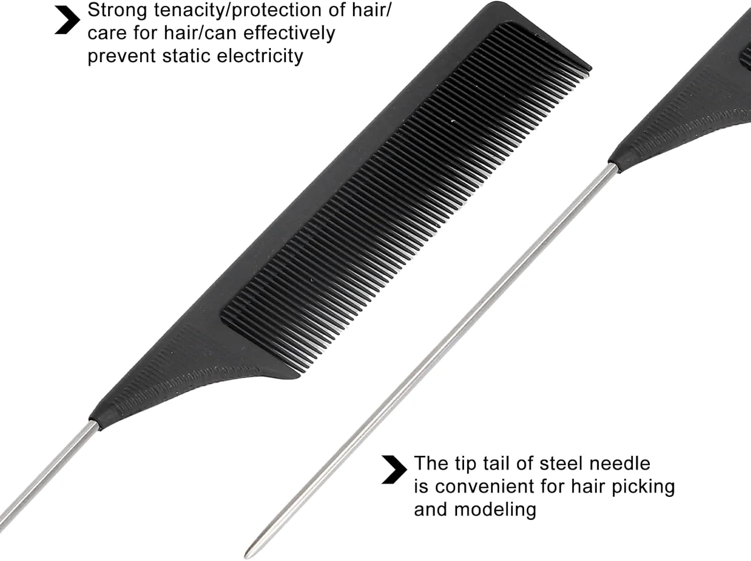 شانه دم موشی Meiyya، شانه حالت دهنده مو زنانه برای آرایشگر (مشکی)