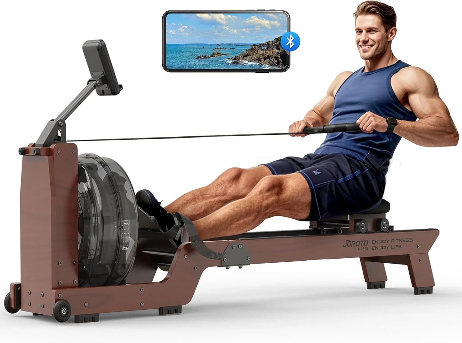 دستگاه روئینگ آبی JOROTO برای استفاده خانگی، دستگاه روئینگ تاشو چوبی بلوط با مخزن آب بزرگ، ظرفیت وزن 350 پوند، مانیتور بلوتوث، نگهدارنده تبلت دستگاه روئینگ آبی JOROTO برای استفاده خانگی، دستگاه روئینگ تاشو چوبی بلوط با مخزن آب بزرگ، ظرفیت وزن 350 پوند، مانیتور بلوتوث، نگهدارنده تبلت