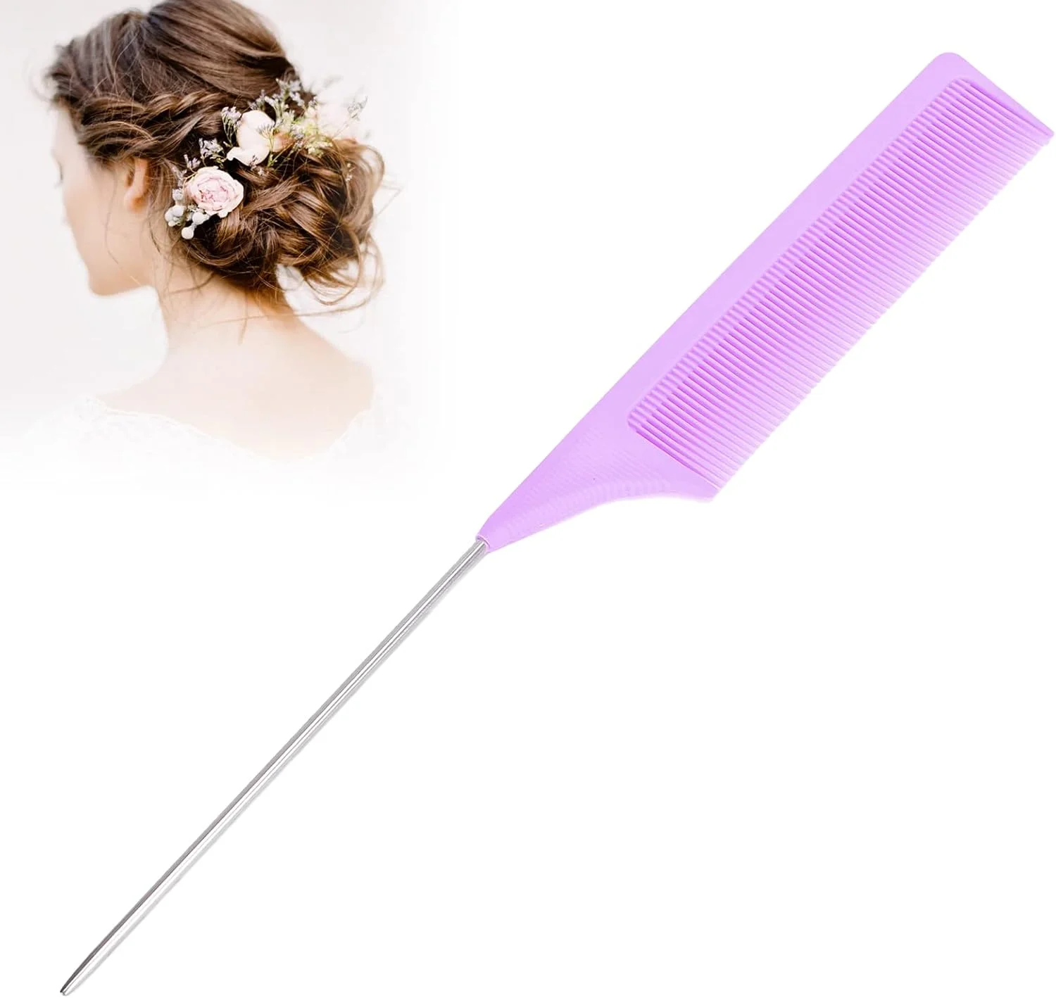 شانه دم موشی مییا، شانه حالت دهنده مو زنانه برای آرایشگر مو (بنفش)