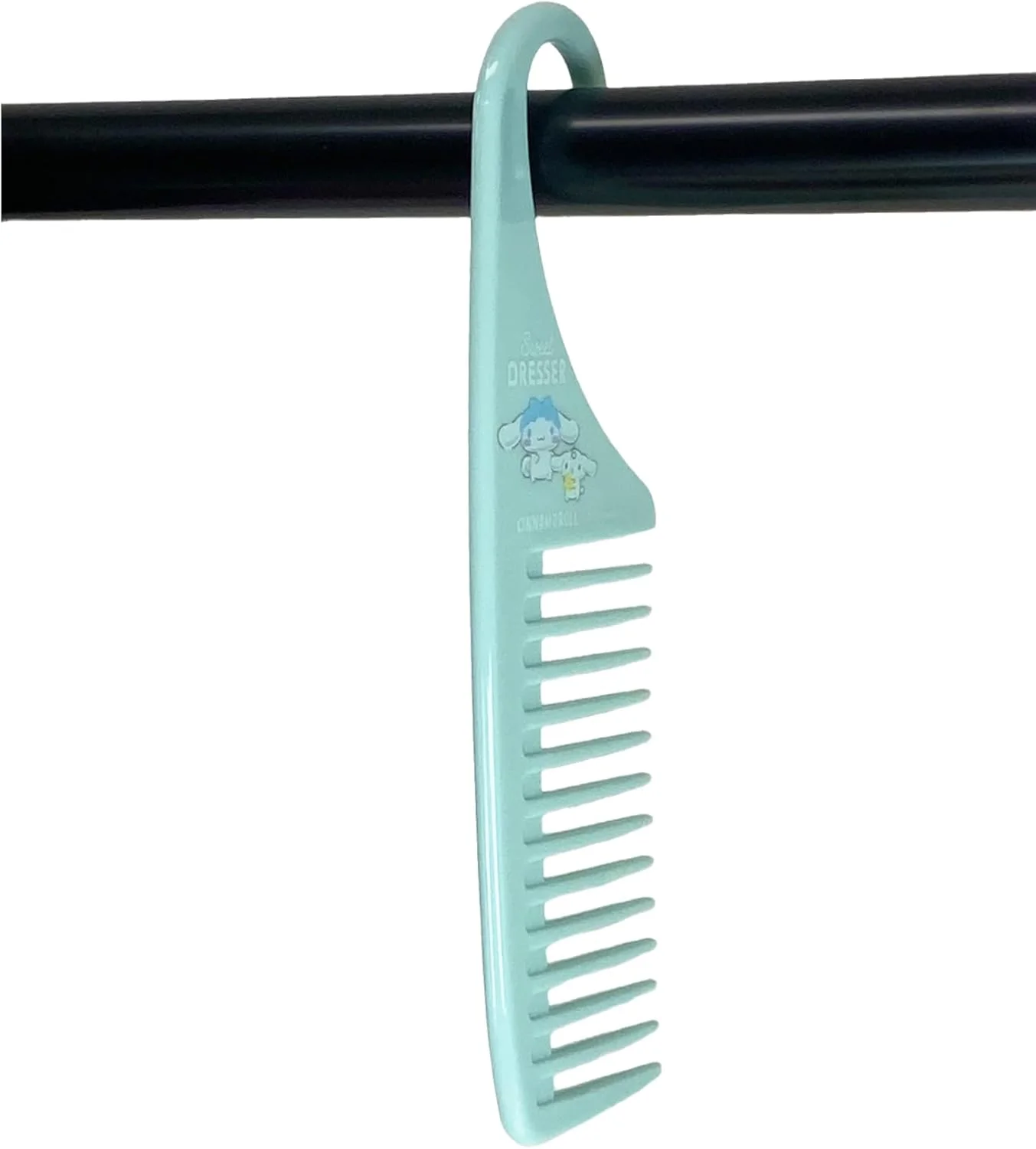 شانه دندانه پهن آبی منبلی با رایحه رول دارچینی - پلی پروپیلن، شانه های ضد گره خوردگی حمام با قلاب برای زنان | 7.7 x 2.3 اینچ