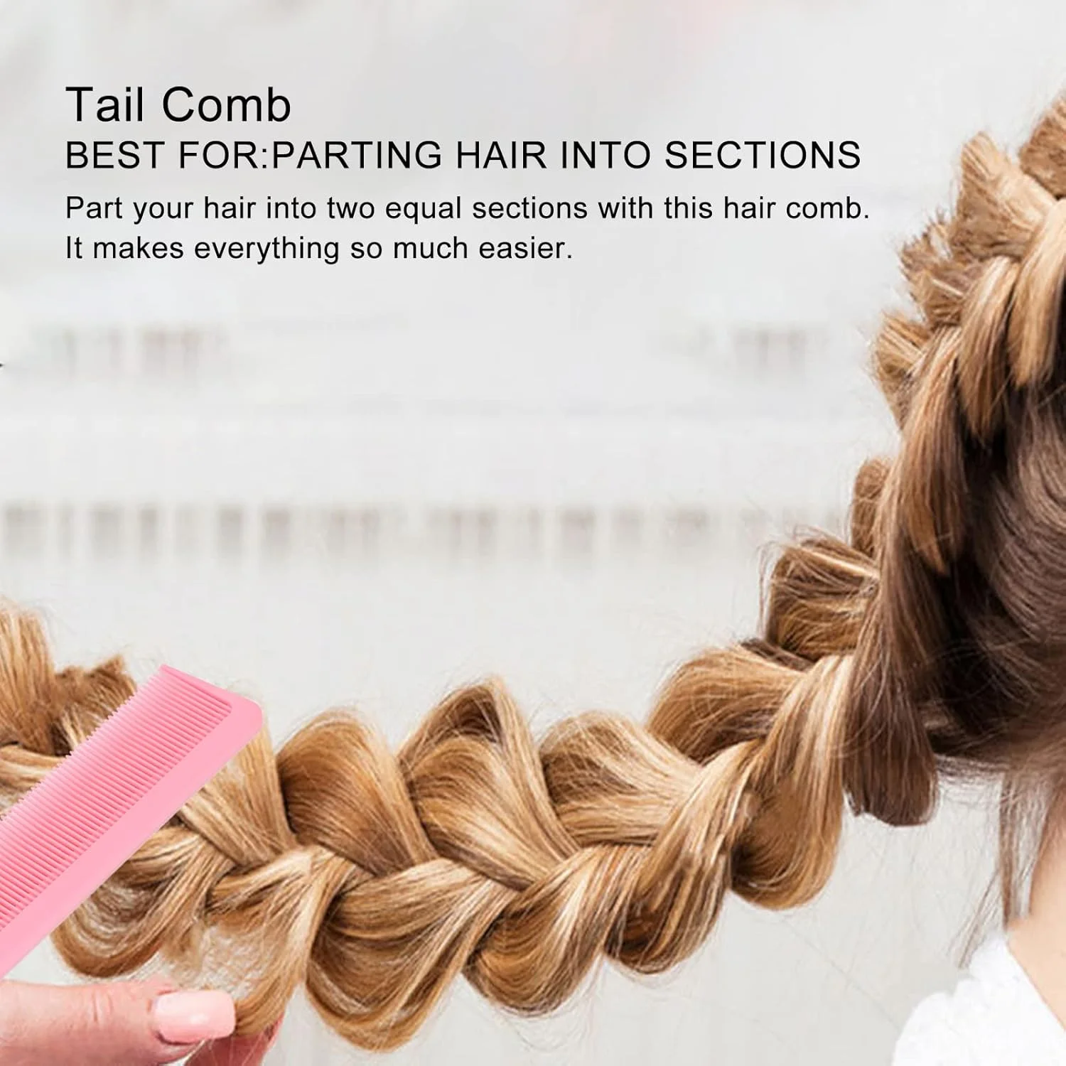 شانه دم موشی Meiyya، شانه حالت دهنده مو زنانه برای آرایشگر مو (صورتی)