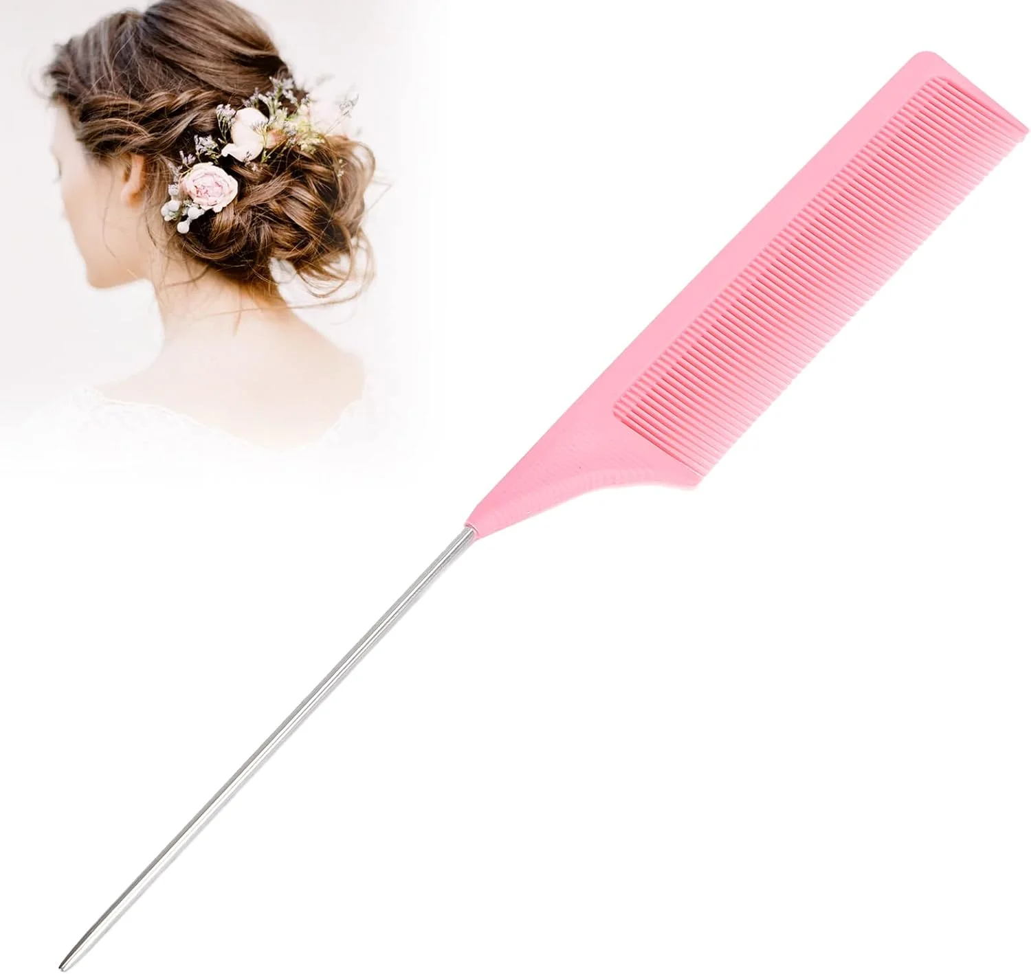 شانه دم موشی Meiyya، شانه حالت دهنده مو زنانه برای آرایشگر مو (صورتی)