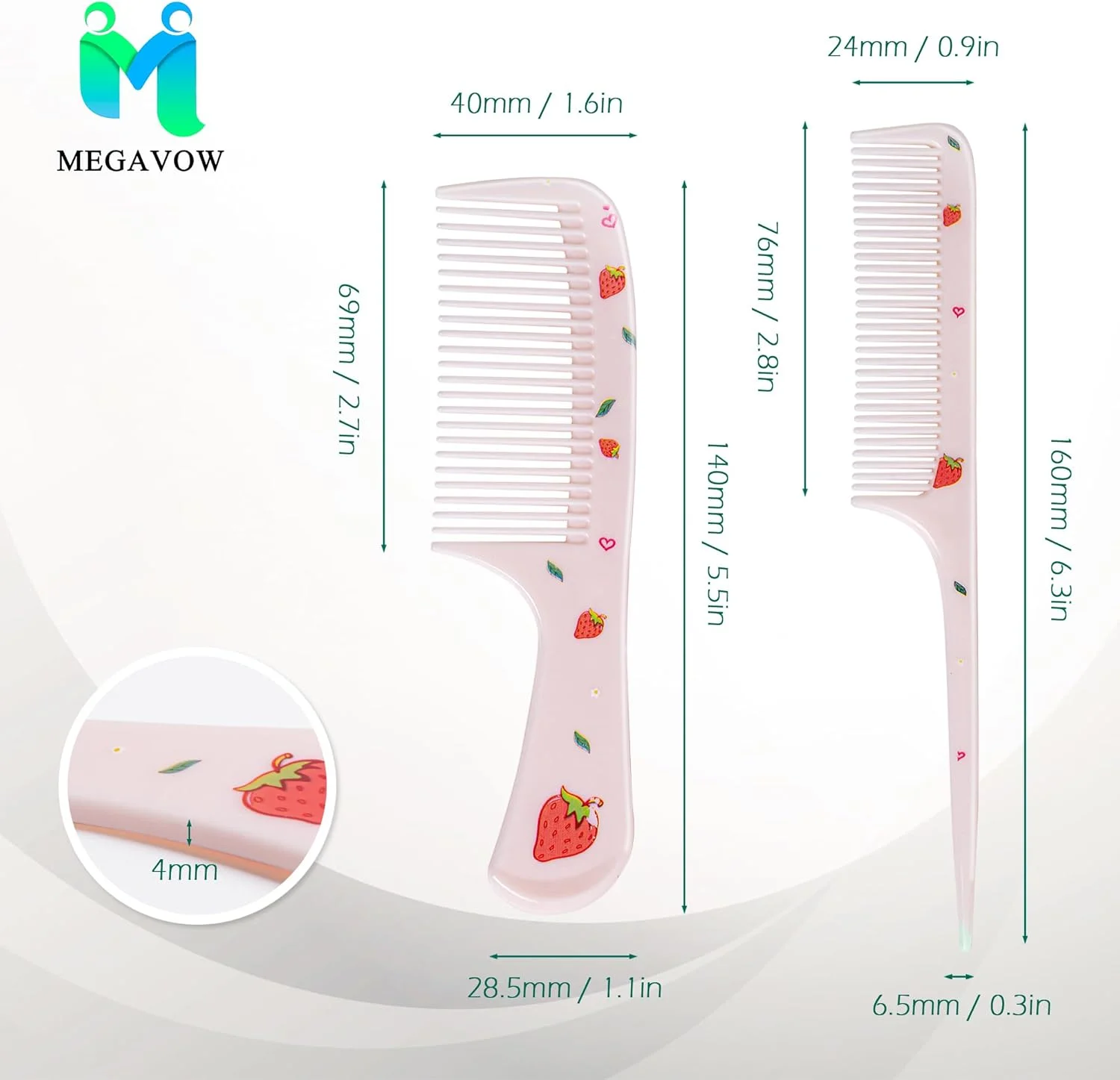 مجموعه برس و شانه مو 4 عددی MEGAVOW برای دختران و پسران، شانه موی کودکانه زیبا، برس مویی دم موشی برای موهای کودکان نوپا