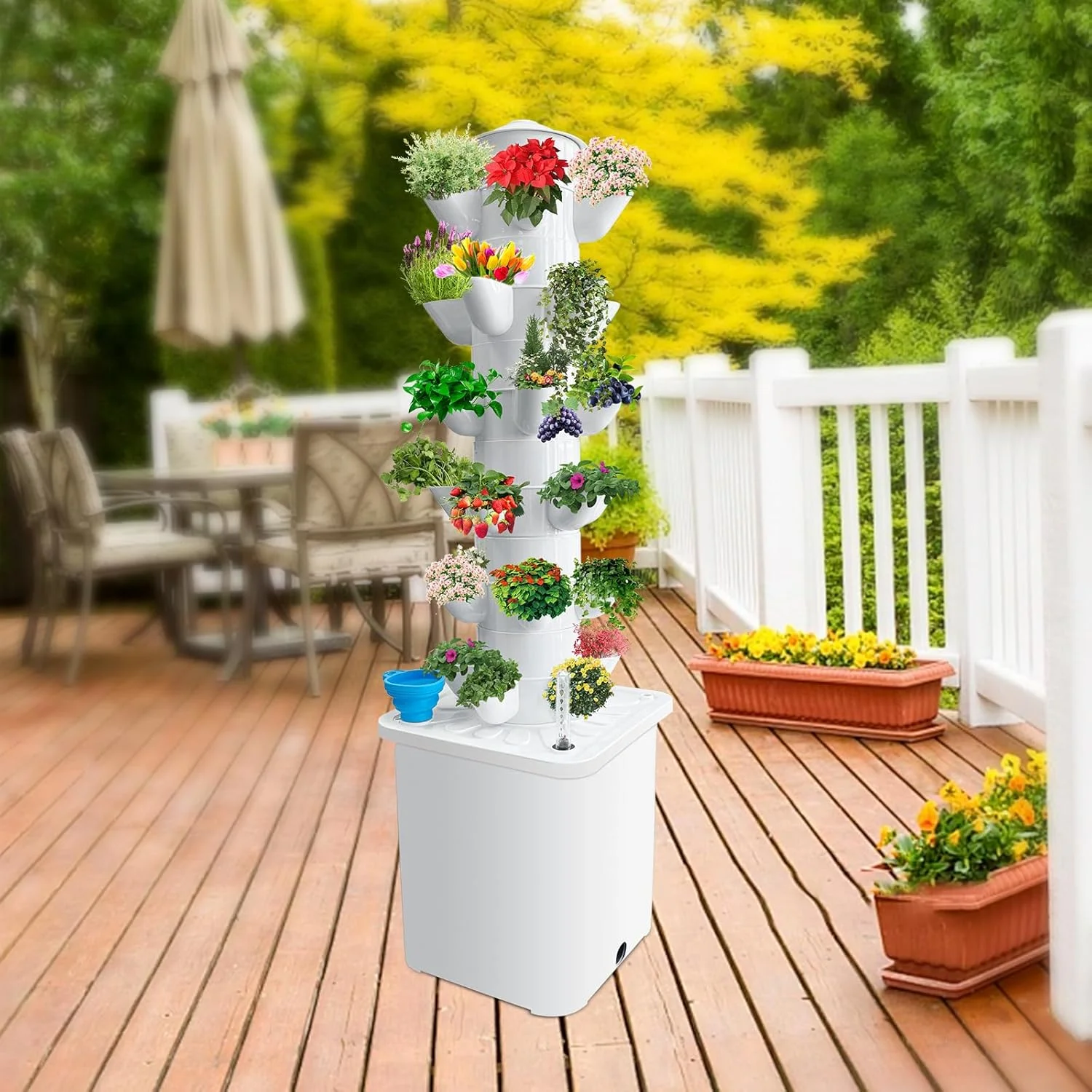 سیستم کشت هیدروپونیک برج LGEXRCH با 30 محفظه، باغ عمودی داخلی، گلدان، کیت باغ هوشمند داخلی با پمپ و مخزن آب متحرک، هدیه گیاه سبزیجات برای دوستداران باغبانی (30 گیاه)