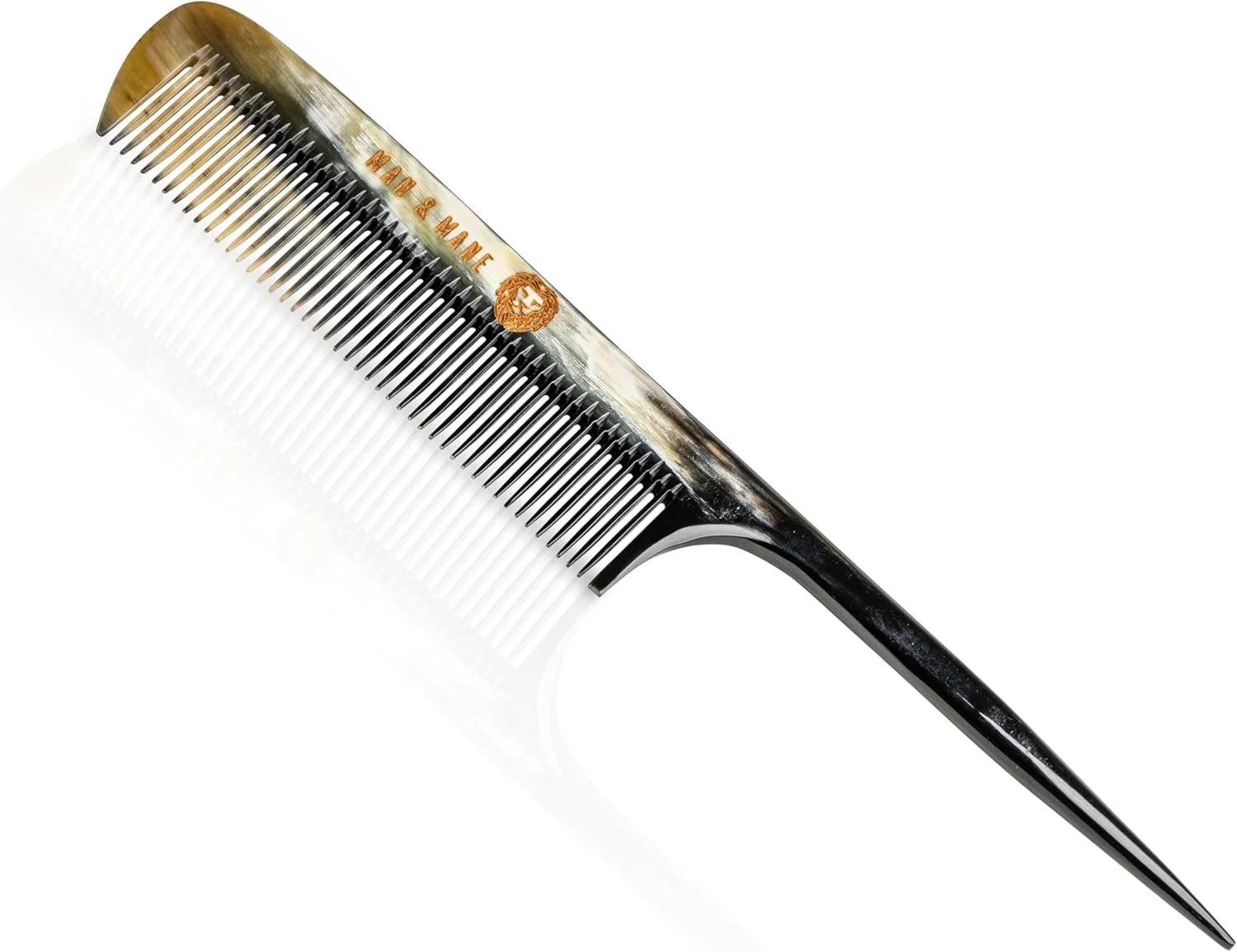 شانه دم موشی دندانه ریز آنتی استاتیک دست ساز ممتاز MAN & MANE، ساخته شده از شاخ گاو 100% طبیعی، مناسب برای آقایان و بانوان