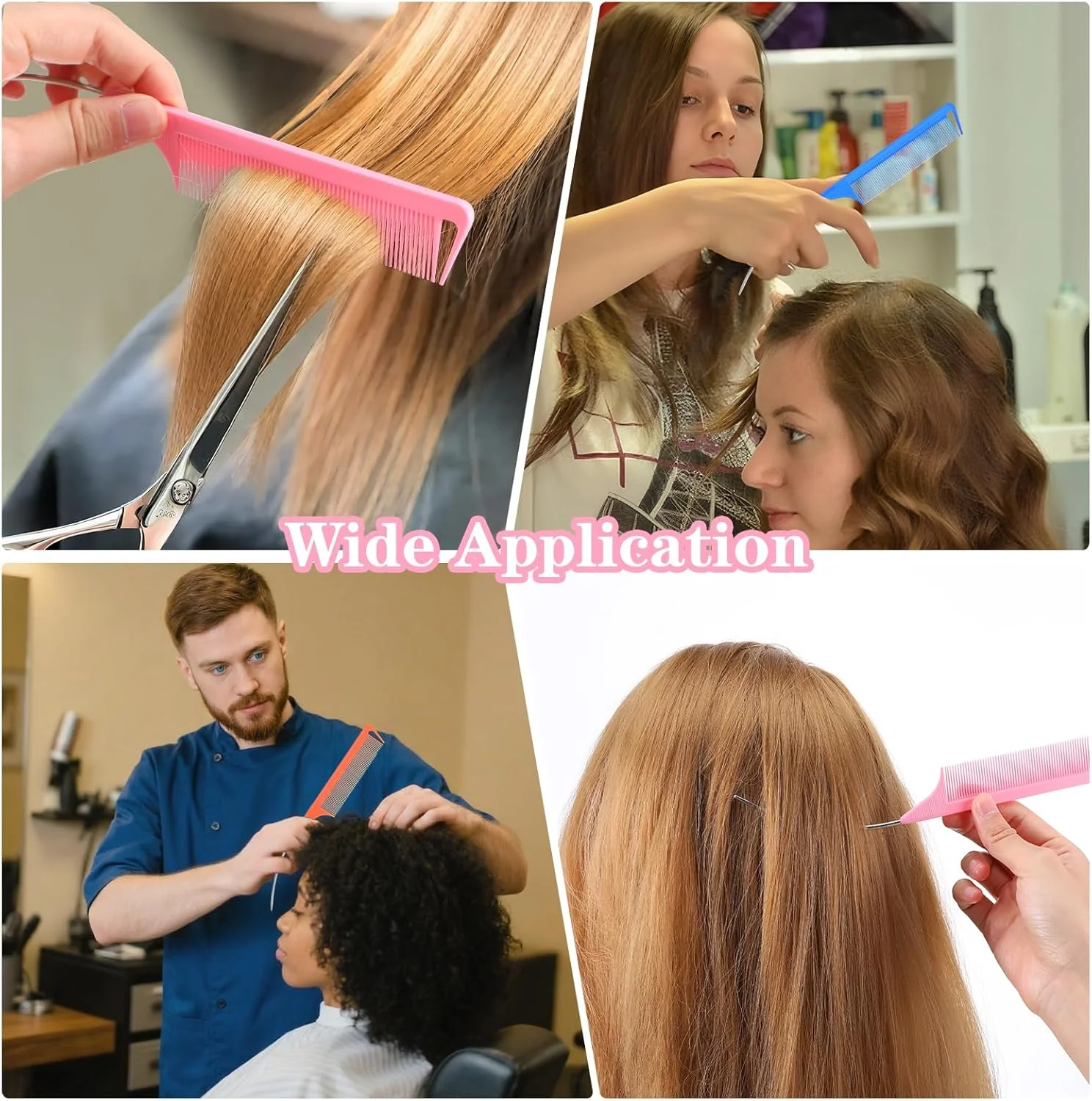 مجموعه 6 عددی شانه دم موشی MBAIYO، شانه های دم موشی منحنی C شکل برای ابزارهای حالت دهی مو، برس های جداکننده مو، مناسب برای خانم ها و آرایشگران