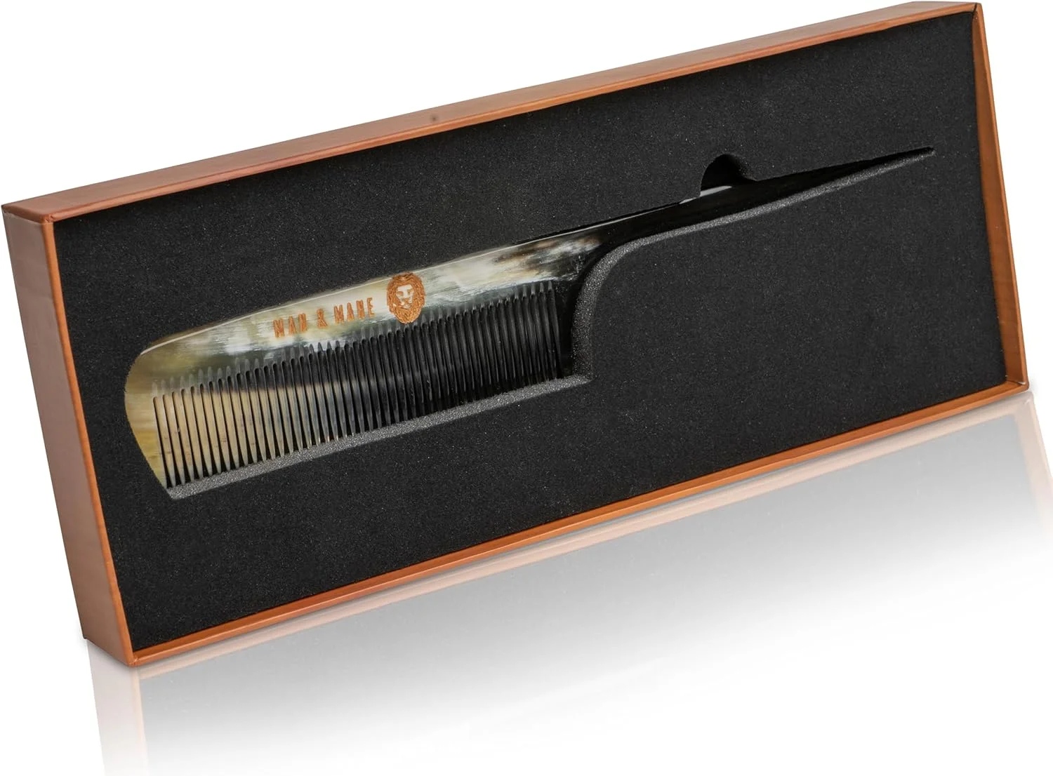 شانه دم موشی دندانه ریز آنتی استاتیک دست ساز ممتاز MAN & MANE، ساخته شده از شاخ گاو 100% طبیعی، مناسب برای آقایان و بانوان