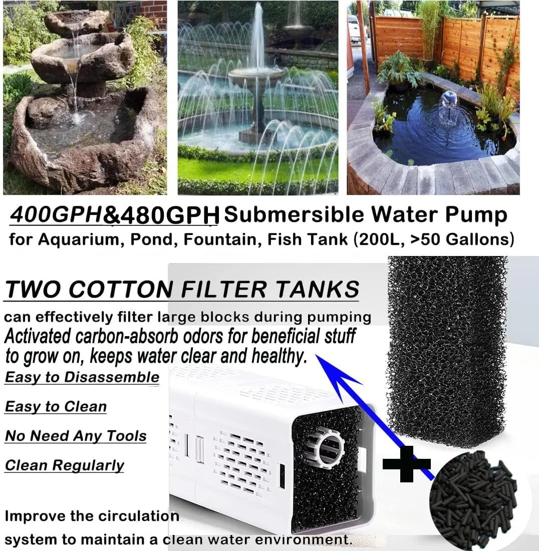 فیلتر آکواریوم داخلی 4 در 1 Excefore، پمپ فیلتر آب غوطه ور 500-1800 لیتر در ساعت، پمپ آب فیلتر چند منظوره برای ماهی بتا، لاک پشت، ماهی برکه، باغ. (6 وات 500 لیتر در ساعت) فیلتر آکواریوم داخلی 4 در 1 Excefore، پمپ فیلتر آب غوطه ور 500-1800 لیتر در ساعت، پمپ آب فیلتر چند منظوره برای ماهی بتا، لاک پشت، ماهی برکه، باغ. (6 وات 500 لیتر در ساعت)