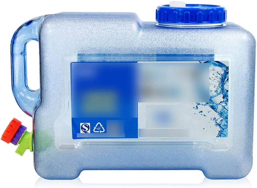 سطل آب آشامیدنی مسافرتی فضای باز، سطل مربع قابل حمل با ظرفیت بزرگ برای آب آشامیدنی خانگی، مخزن ذخیره آب عمودی با شیر، 18 لیتر