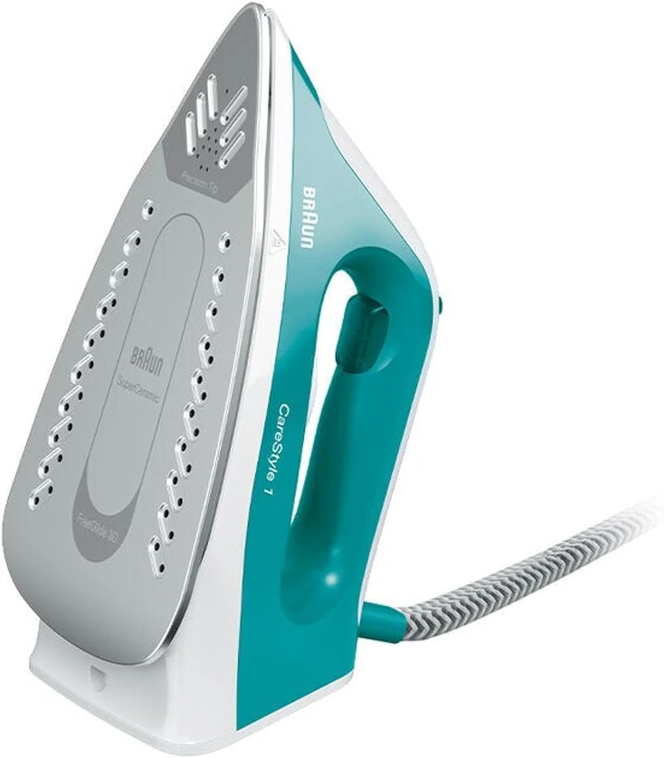 Braun CareStyle 1 Steam Generator Iron, Vertical Steaming, 2200 Watts, 1.5L Water Tank, Double Steam, 4 Precision Settings, 6 Bar pressure, IS 1013 White/Turquoise Braun CareStyle 1 Steam Generator Iron, Vertical Steaming, 2200 Watts, 1.5L Water Tank, Double Steam, 4 Precision Settings, 6 Bar pressure, IS 1013 White/Turquoise