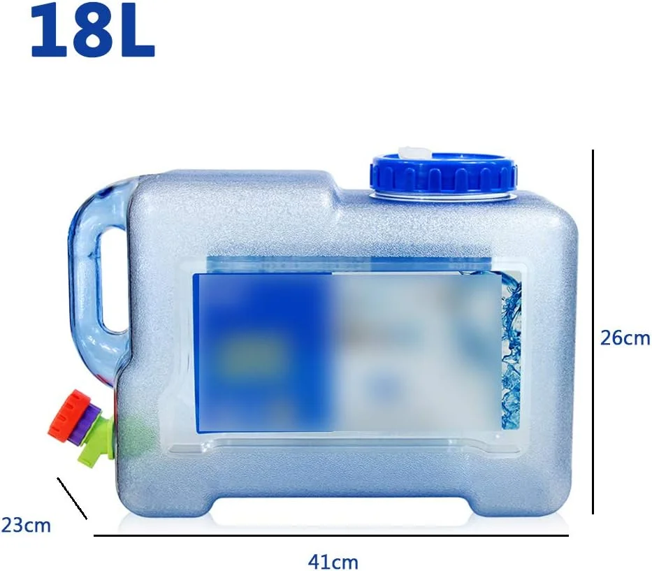 سطل آب آشامیدنی مسافرتی فضای باز، سطل مربع قابل حمل با ظرفیت بزرگ برای آب آشامیدنی خانگی، مخزن ذخیره آب عمودی با شیر، 18 لیتر سطل آب آشامیدنی مسافرتی فضای باز، سطل مربع قابل حمل با ظرفیت بزرگ برای آب آشامیدنی خانگی، مخزن ذخیره آب عمودی با شیر، 18 لیتر