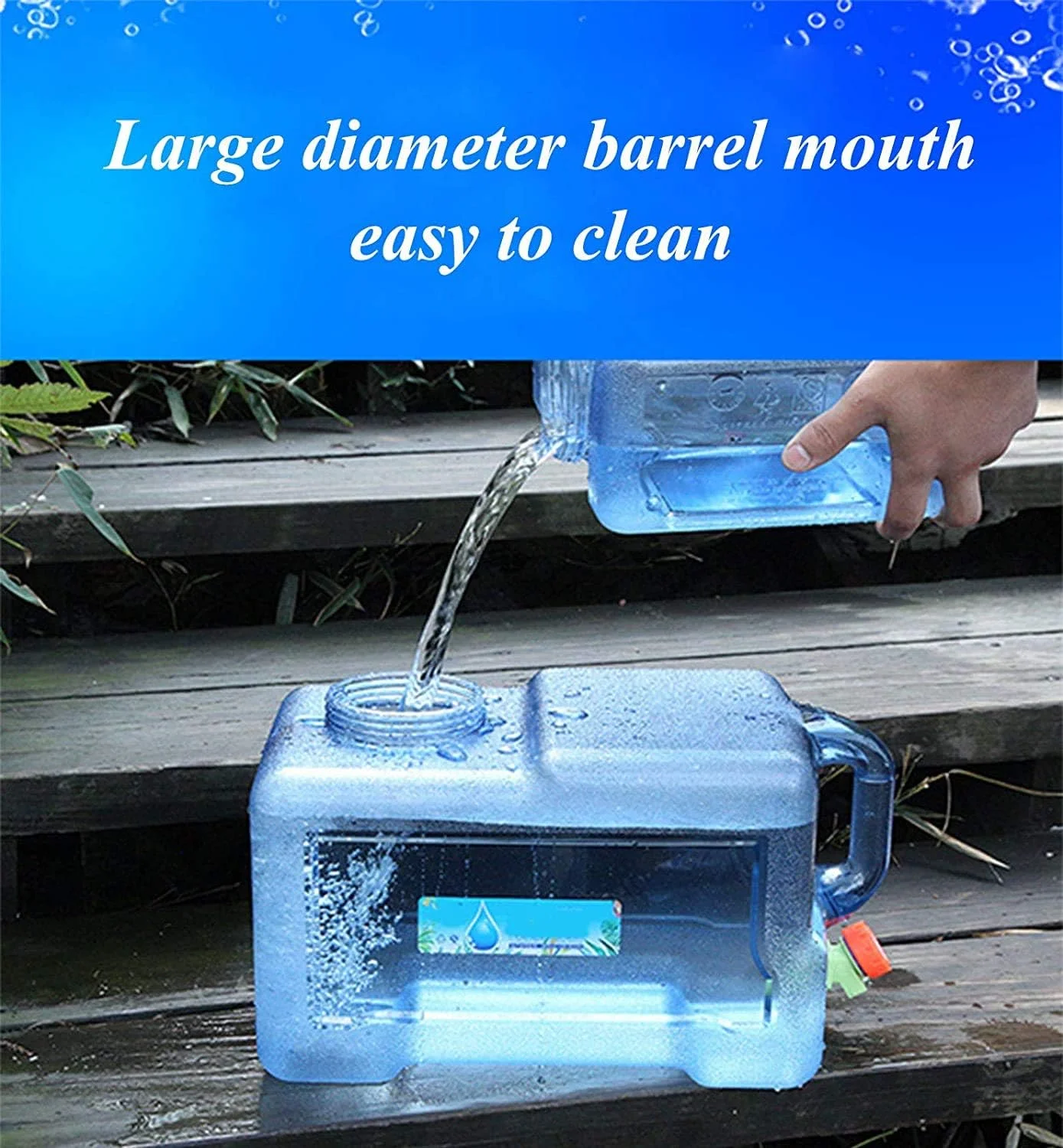 سطل آب آشامیدنی مسافرتی فضای باز، سطل مربع قابل حمل با ظرفیت بزرگ برای آب آشامیدنی خانگی، مخزن ذخیره آب عمودی با شیر، 18 لیتر سطل آب آشامیدنی مسافرتی فضای باز، سطل مربع قابل حمل با ظرفیت بزرگ برای آب آشامیدنی خانگی، مخزن ذخیره آب عمودی با شیر، 18 لیتر