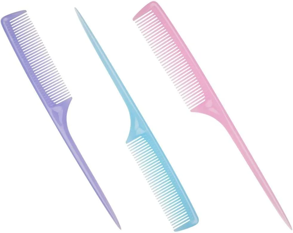 شانه دم باریک LILY با دندانه های متوسط و ظریف، چند رنگ - بسته 3 عددی