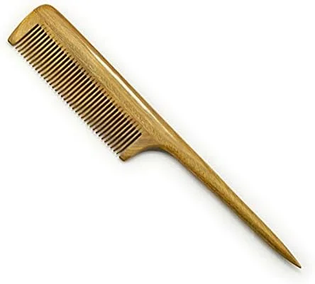 شانه دم موشی Liasun - شانه مو دندانه ریز چوب صندل - کار دست نفیس بدون الکتریسیته ساکن شانه چوبی برای زنان (STY4)