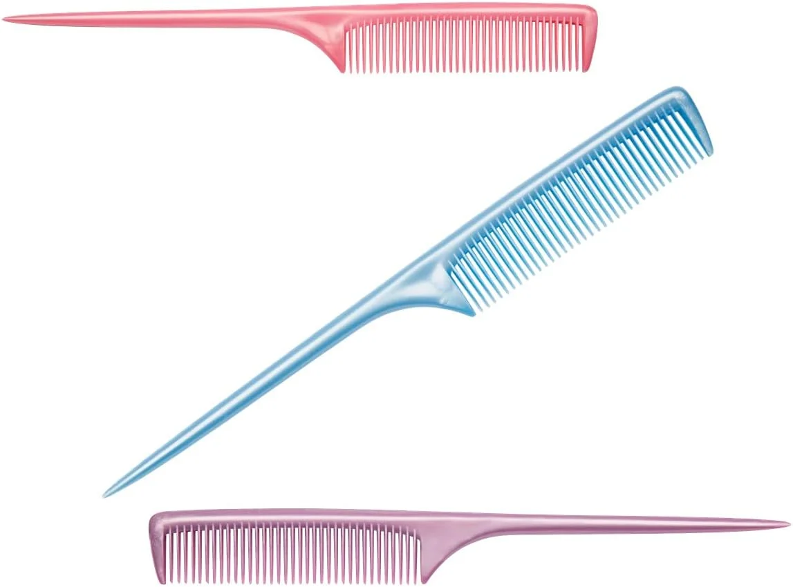 شانه دم باریک LILY با دندانه های متوسط و ظریف، چند رنگ - بسته 3 عددی