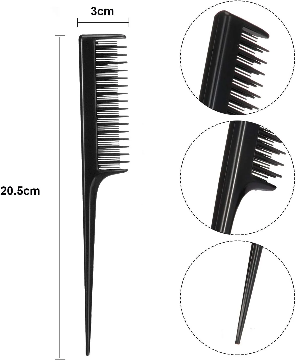 شانه پوش سه تایی Leinuosen، شانه دم موشی زنانه، شانه دم موشی برای لایه بندی و حجم دهی ریشه مو، افزایش حجم و حالت دادن به مو (مشکی) شانه پوش سه تایی Leinuosen، شانه دم موشی زنانه، شانه دم موشی برای لایه بندی و حجم دهی ریشه مو، افزایش حجم و حالت دادن به مو (مشکی)