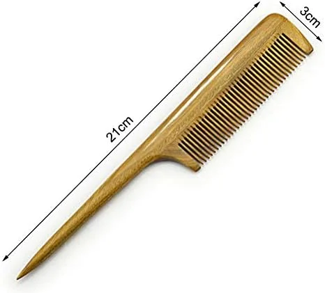 شانه دم موشی Liasun - شانه مو دندانه ریز چوب صندل - کار دست نفیس بدون الکتریسیته ساکن شانه چوبی برای زنان (STY4)