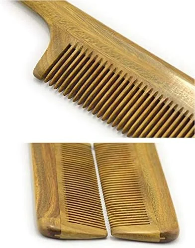 شانه دم موشی Liasun - شانه مو دندانه ریز چوب صندل - کار دست نفیس بدون الکتریسیته ساکن شانه چوبی برای زنان (STY4)