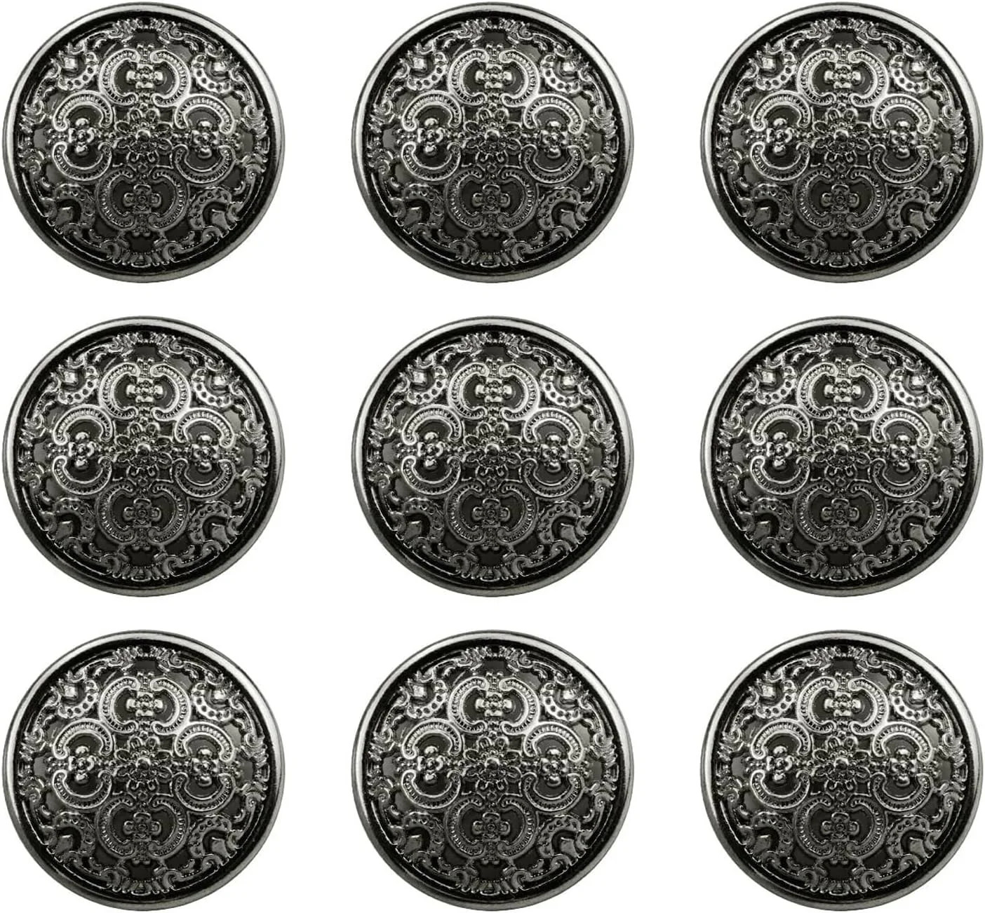 12PCS 25mm Hollow Metal Buttons Vintage Buttons Metal Blazer Button Round Shaped Metal Button Retro Metal Button Metal Blazer Button for Blazer, Suits, Coat, Uniform, Jacket (Black),Black Buttons,