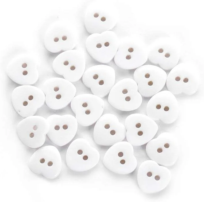 2 Holes Sewing Buttons, 24Pcs Heart Shape Buttons 2 Holes Buttons For Sewing Scrapbooking Crafts White