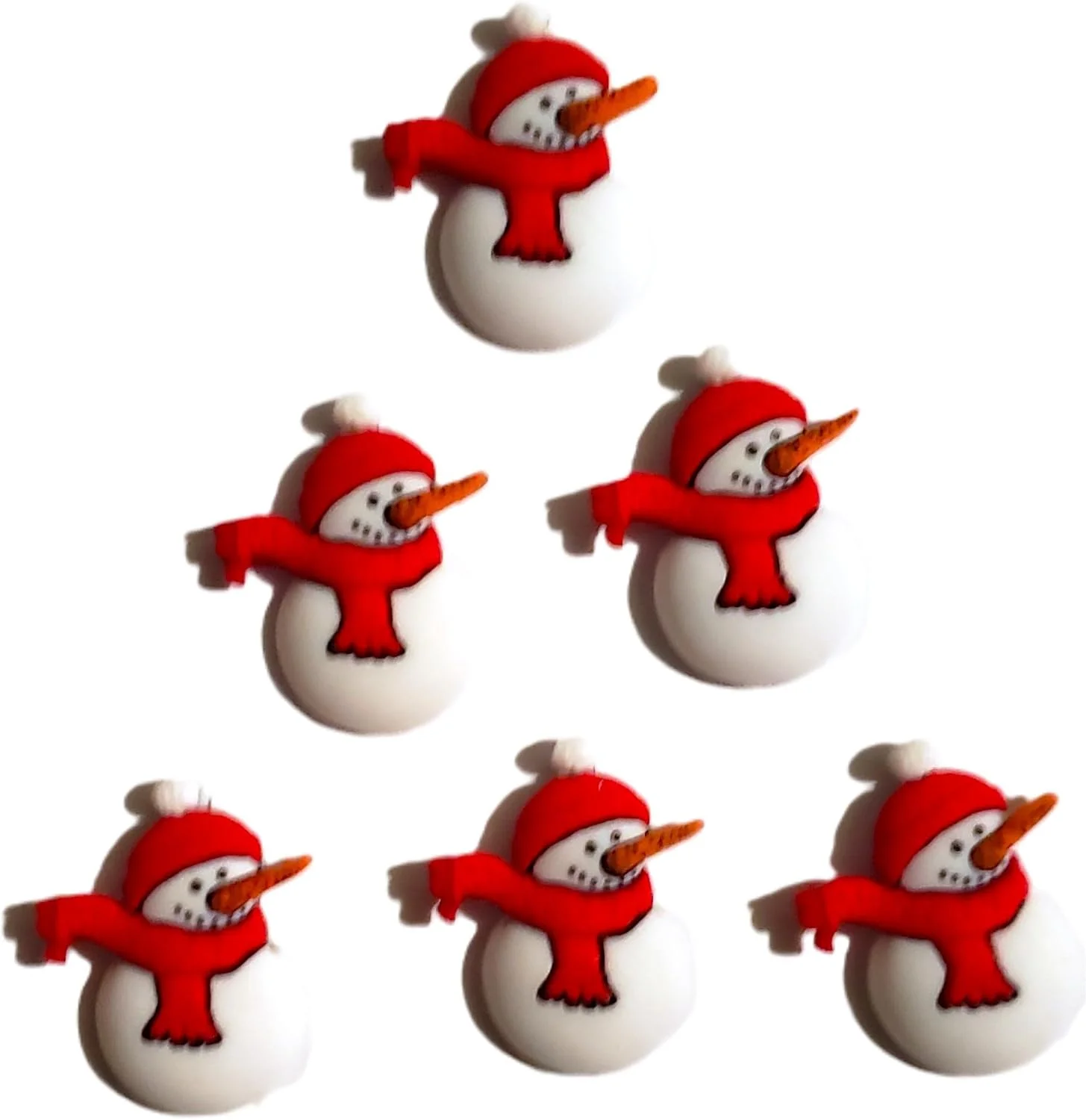The Holiday Collection by Dress it Up Buttons and Embellishments - 6 Pieces - Snowman with Red Scarf