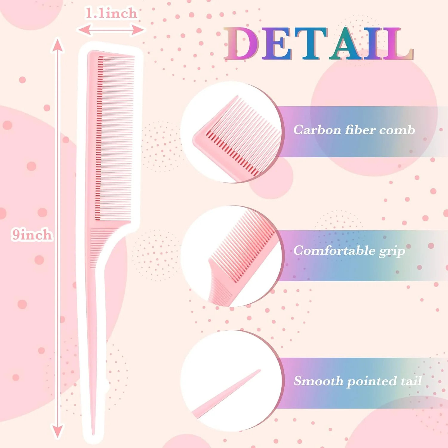 لینوئوسن 10 عدد شانه دم موشی حالت دهنده کربنی مقاوم در برابر حرارت، شانه پوش دهنده ضد الکتریسیته ساکن برای پوش دادن ریشه، حجم دهی و حالت دادن مو (صورتی)