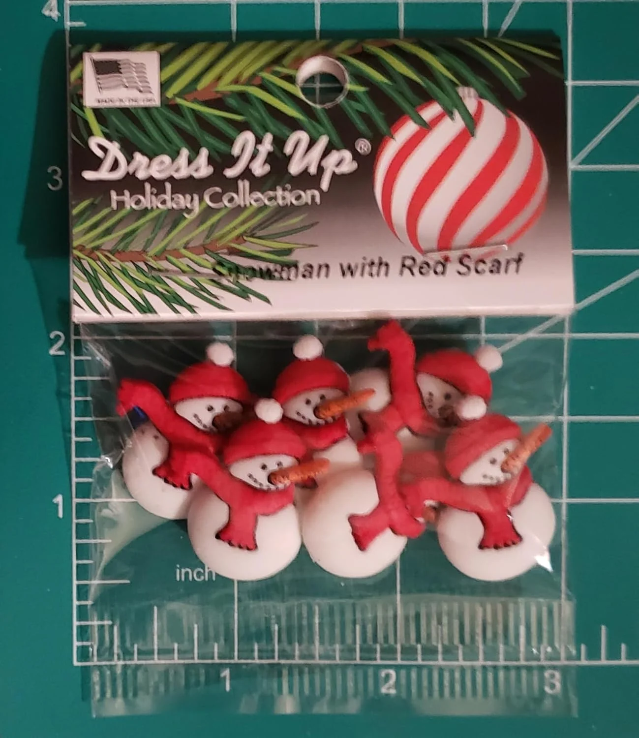 The Holiday Collection by Dress it Up Buttons and Embellishments - 6 Pieces - Snowman with Red Scarf The Holiday Collection by Dress it Up Buttons and Embellishments - 6 Pieces - Snowman with Red Scarf