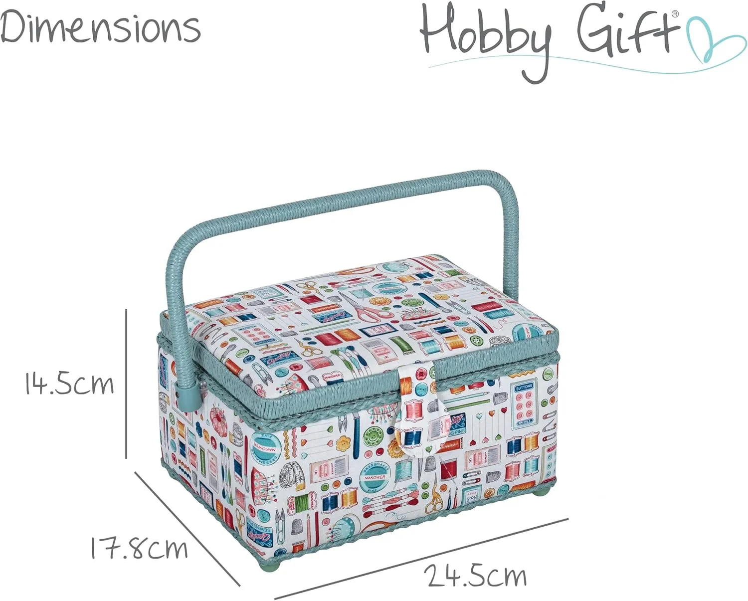 جعبه لوازم خیاطی متوسط Hobby Gift، مستطیلی، طرح لوازم خیاطی جعبه لوازم خیاطی متوسط Hobby Gift، مستطیلی، طرح لوازم خیاطی