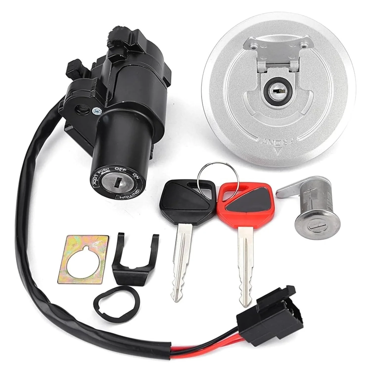 قفل سوئیچ احتراق موتور سیکلت سازگار با Fmx650 2005 2006 برای Cb250 برای Hornet 250 لوازم جانبی موتور سیکلت درب باک سوخت قفل سوئیچ احتراق با کیت کلید 35010mfc640