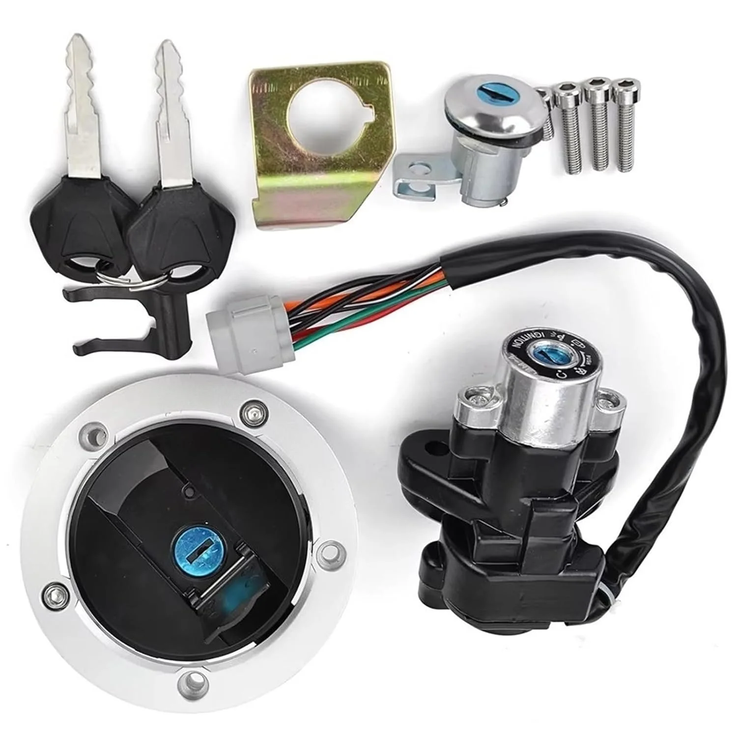 سوئیچ استارت موتور سیکلت سازگار با سوزوکی Gsf650 Bandit 650 سال 2005-2012، لوازم جانبی موتور سیکلت، درب باک بنزین، قفل سوئیچ استارت، کیت کلید 3710131840