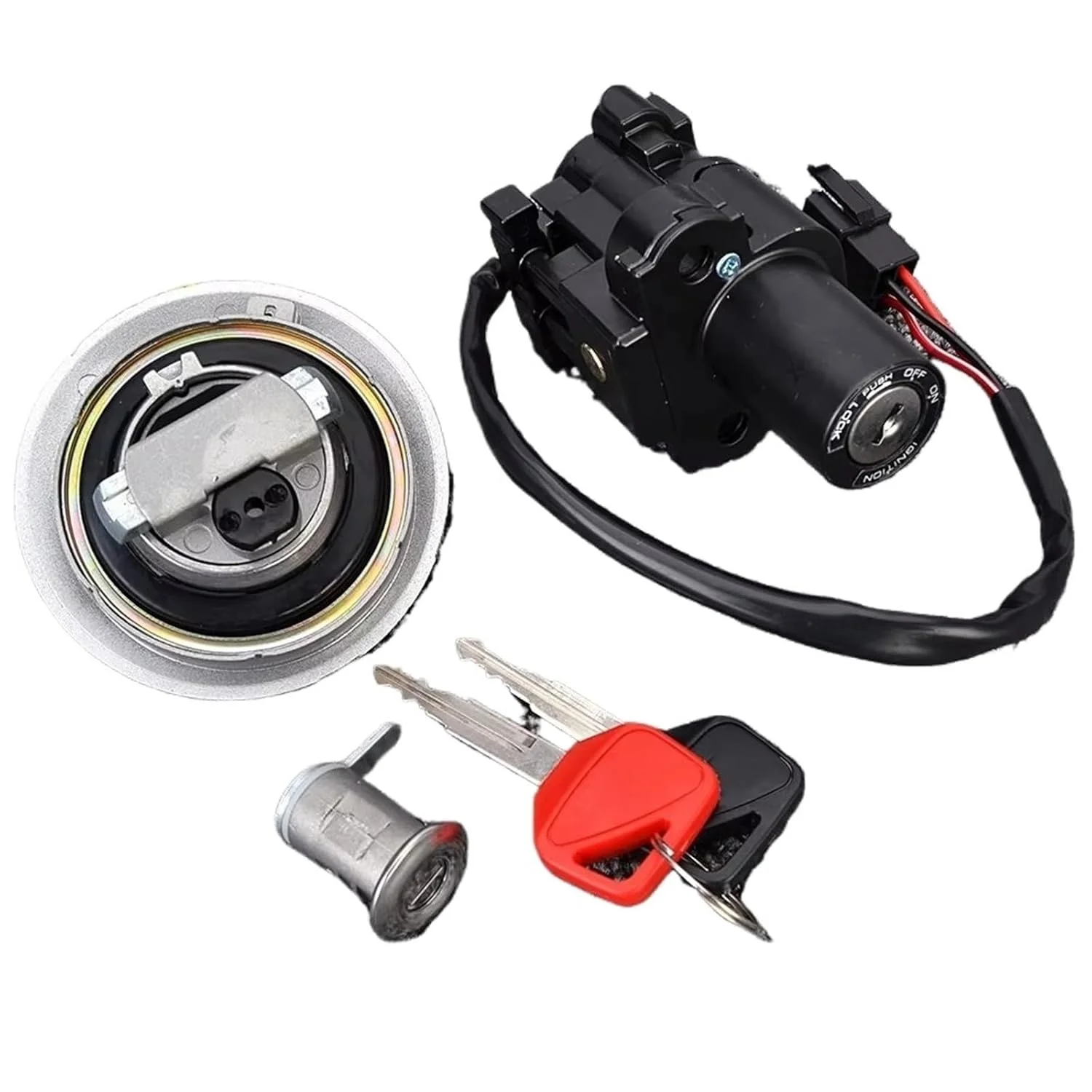 قفل سوئیچ احتراق موتور سیکلت سازگار با Fmx650 2005 2006 برای Cb250 برای Hornet 250 لوازم جانبی موتور سیکلت درب باک سوخت قفل سوئیچ احتراق با کیت کلید 35010mfc640