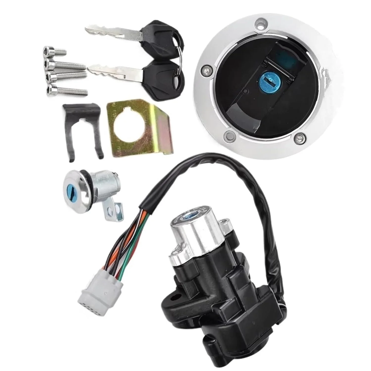 سوئیچ استارت موتور سیکلت سازگار با سوزوکی Gsf650 Bandit 650 سال 2005-2012، لوازم جانبی موتور سیکلت، درب باک بنزین، قفل سوئیچ استارت، کیت کلید 3710131840