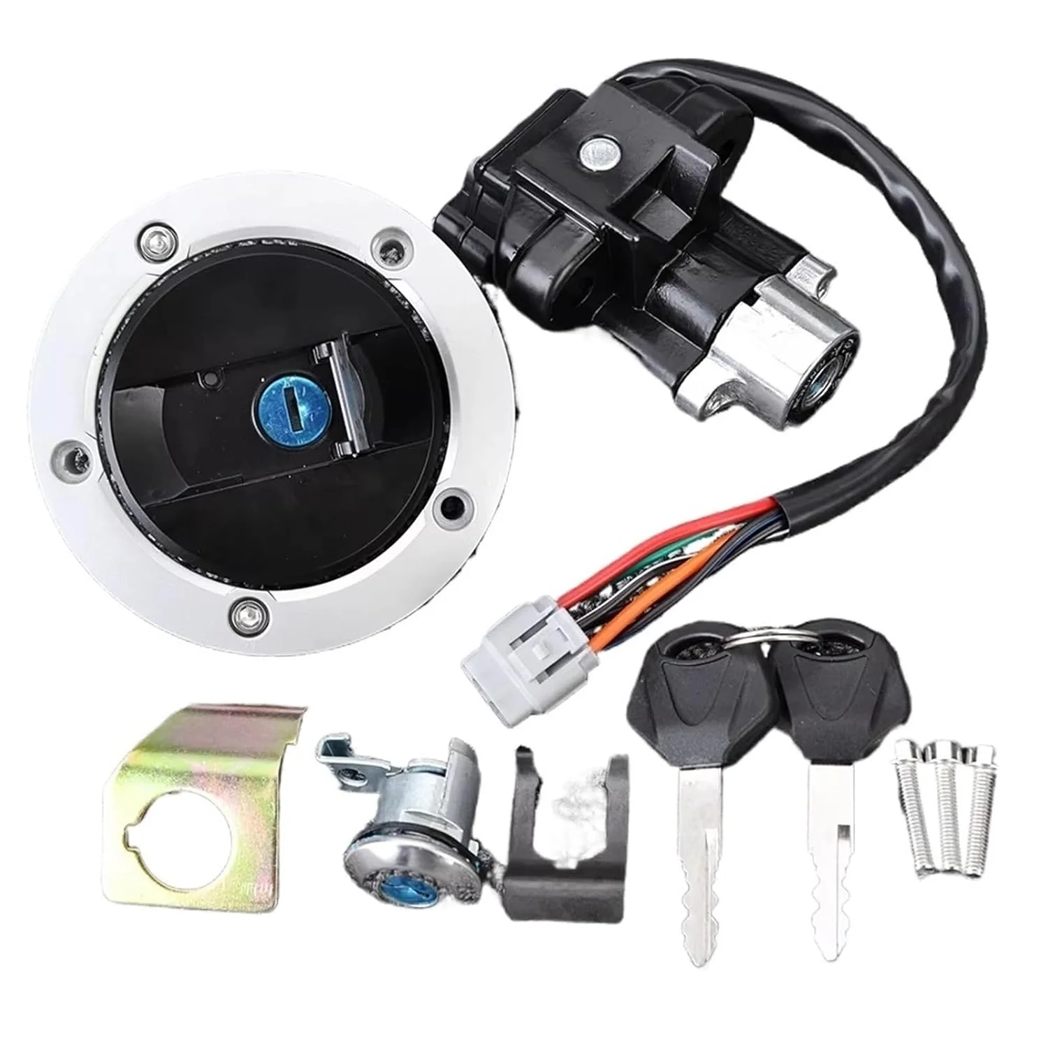 سوئیچ استارت موتور سیکلت سازگار با سوزوکی Gsf650 Bandit 650 سال 2005-2012، لوازم جانبی موتور سیکلت، درب باک بنزین، قفل سوئیچ استارت، کیت کلید 3710131840