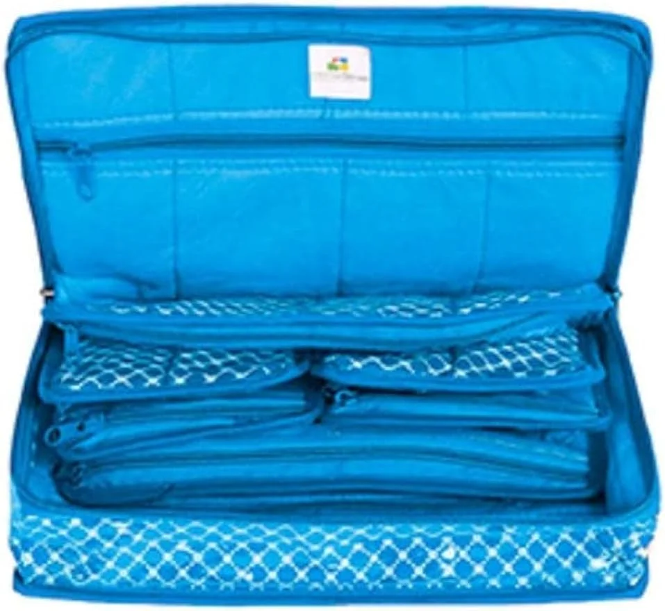 کیف نگهداری جواهرات هشت جیبه چند منظوره HomeStrap، مناسب برای سازماندهی گوشواره، انگشتر و لوازم جانبی کوچک - آبی