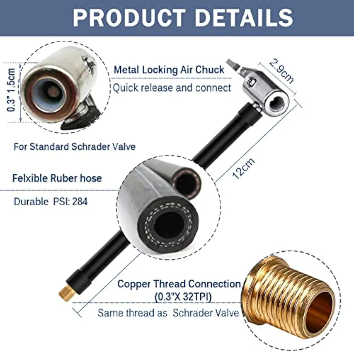 2 عدد آداپتور شلنگ باد، سری قفل شونده، تبدیل اتصال چرخشی به اتصال قفل شونده، با شلنگ باد و رزوه ظریف استاندارد والف تایر، کیت پر کردن باد تایر، بدون نشتی یا جدا شدن 2 عدد آداپتور شلنگ باد، سری قفل شونده، تبدیل اتصال چرخشی به اتصال قفل شونده، با شلنگ باد و رزوه ظریف استاندارد والف تایر، کیت پر کردن باد تایر، بدون نشتی یا جدا شدن