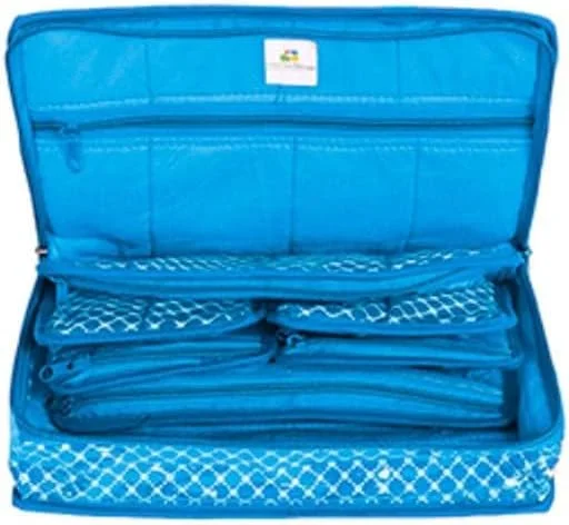 کیف نگهداری جواهرات هشت جیبه چند منظوره HomeStrap، مناسب برای سازماندهی گوشواره، انگشتر و لوازم جانبی کوچک - آبی