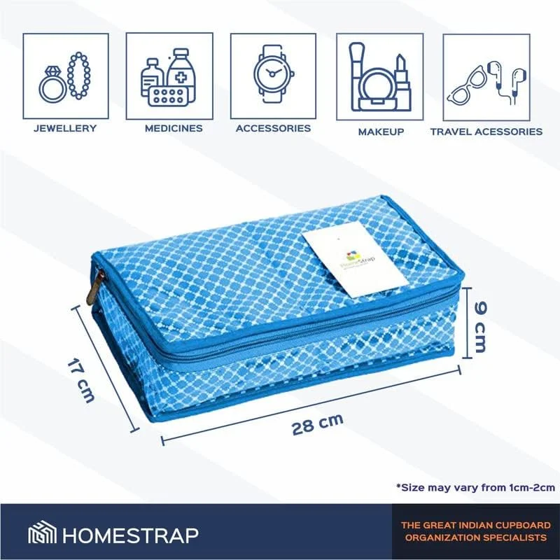 کیف نگهداری جواهرات هشت جیبه چند منظوره HomeStrap، مناسب برای سازماندهی گوشواره، انگشتر و لوازم جانبی کوچک - آبی