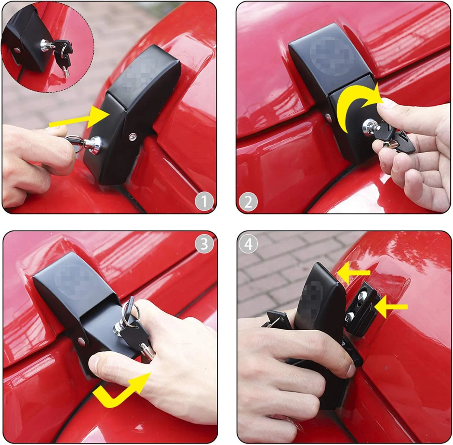 قفل کاپوت JeCar، کیت قفل‌کننده کاپوت آلیاژ آلومینیوم سازگار با جیپ رانگلر 2007-2018 JK JKU، 2018-2023 JL JLU و 2020-2023 گلادیاتور JT، طرح جمجمه