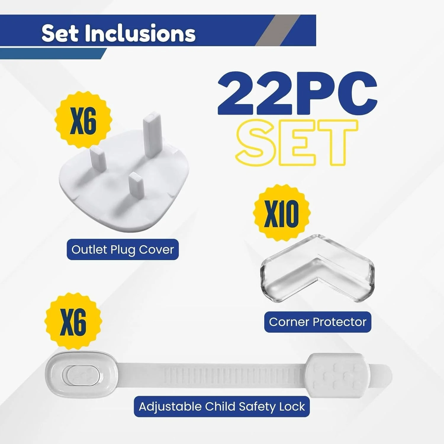 کیت ایمنی کودک هوشمند خانگی، کیت کامل ایمنی کودک شامل قفل های ایمنی، محافظ گوشه و پوشش پریز (22 تکه)
