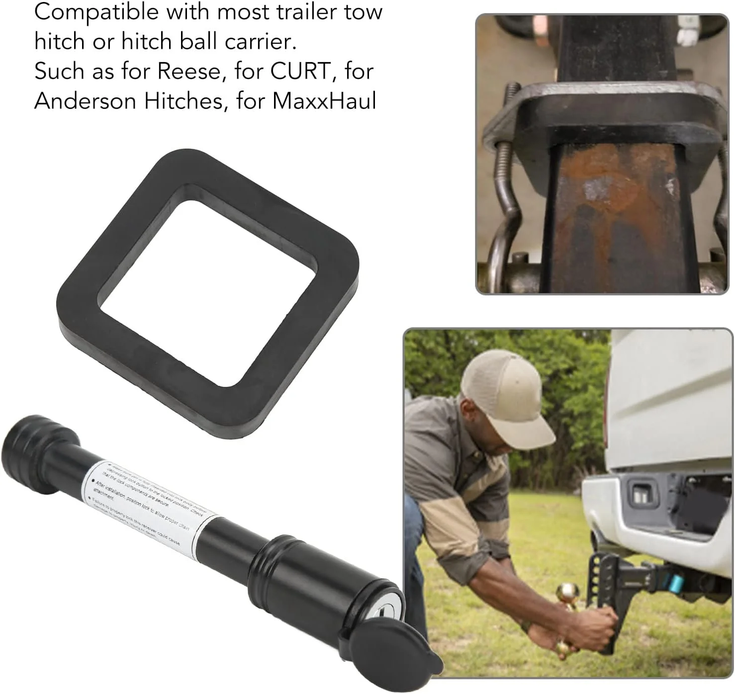 قفل زبانه یدک‌کش gernie، پین قفل گیرنده زبانه 5/8 اینچی، ضد آب و ضد سرقت، با 2 کلید لوله‌ای، برای کامیون، ماشین و قایق