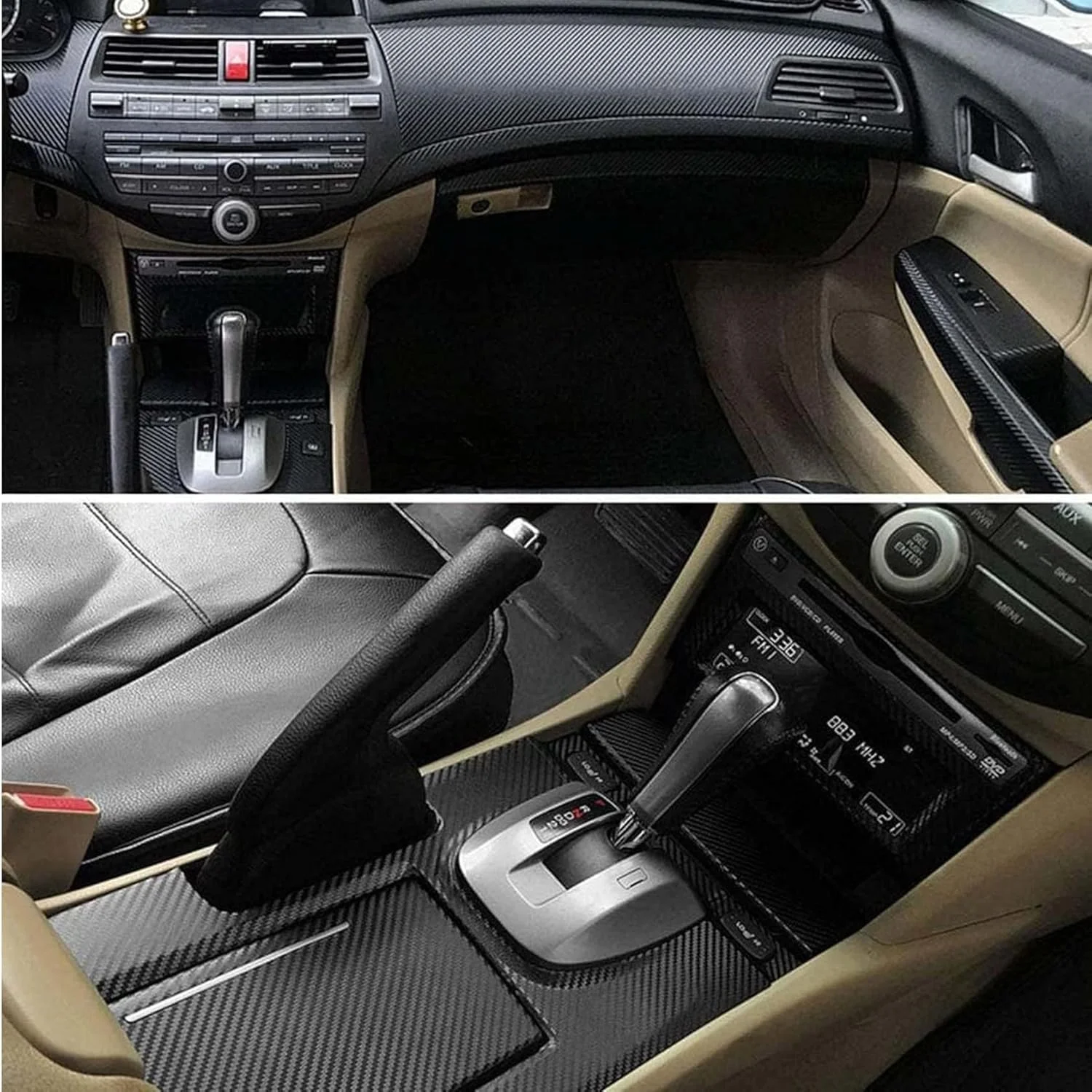 کیت تزئینات داخلی طرح فیبر کربن 29 تکه FZJDSD، روکش پنل کنترل پنجره درب کنسول مرکزی، تریم سوئیچ قفل درب قالب‌گیری شده، سازگار با هوندا آکورد 2008 2009 2010 2011 2012