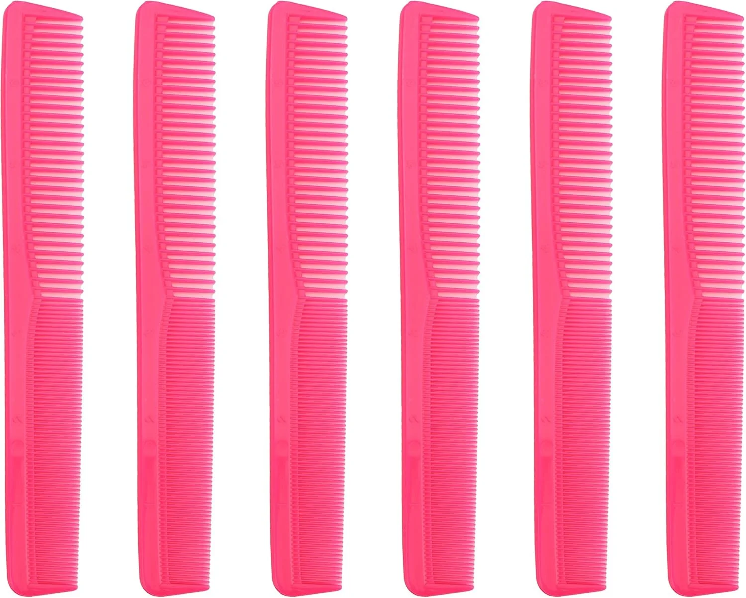 شانه آرایشگری همه کاره 7 اینچی Krest Cleopatra. شانه حالت دهنده پشت صاف. خط کش شماره دار. رنگ صورتی نئون. بسته 6 عددی