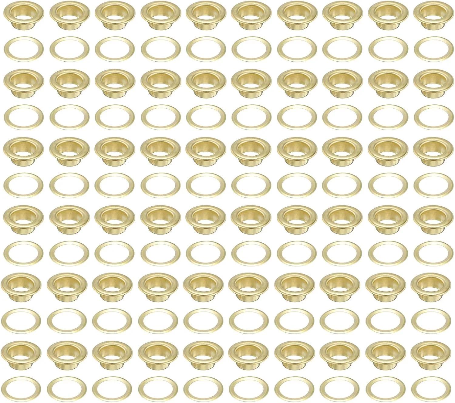 کیت ابزار 100 عددی سوراخ‌کن و حلقه فلزی هارینگتون 12 میلی‌متری با ابزار نصب برای کفش، لباس، چرم، پارچه، کمربند DIY، طلایی