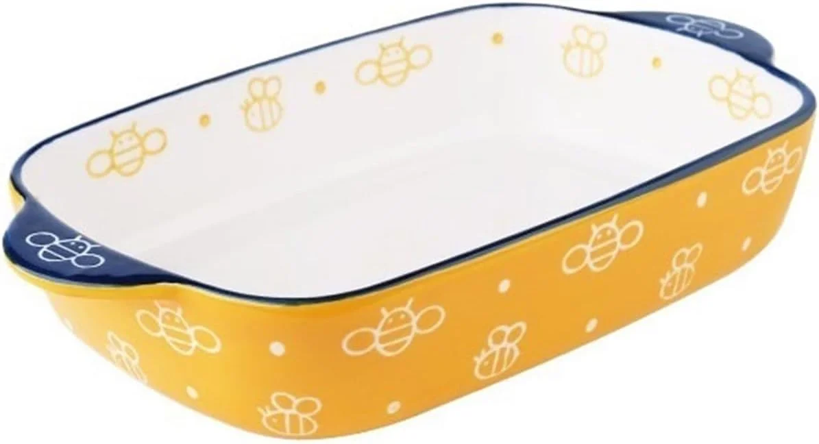 ظرف فر بشقاب شام خانگی، بشقاب سبزیجات، ظرف پخت، بشقاب زیبا با نقاشی دستی، کاسه دو گوش، ظرف برنج پخته سرامیکی ظرف فر سرامیکی (1000 میلی لیتر)