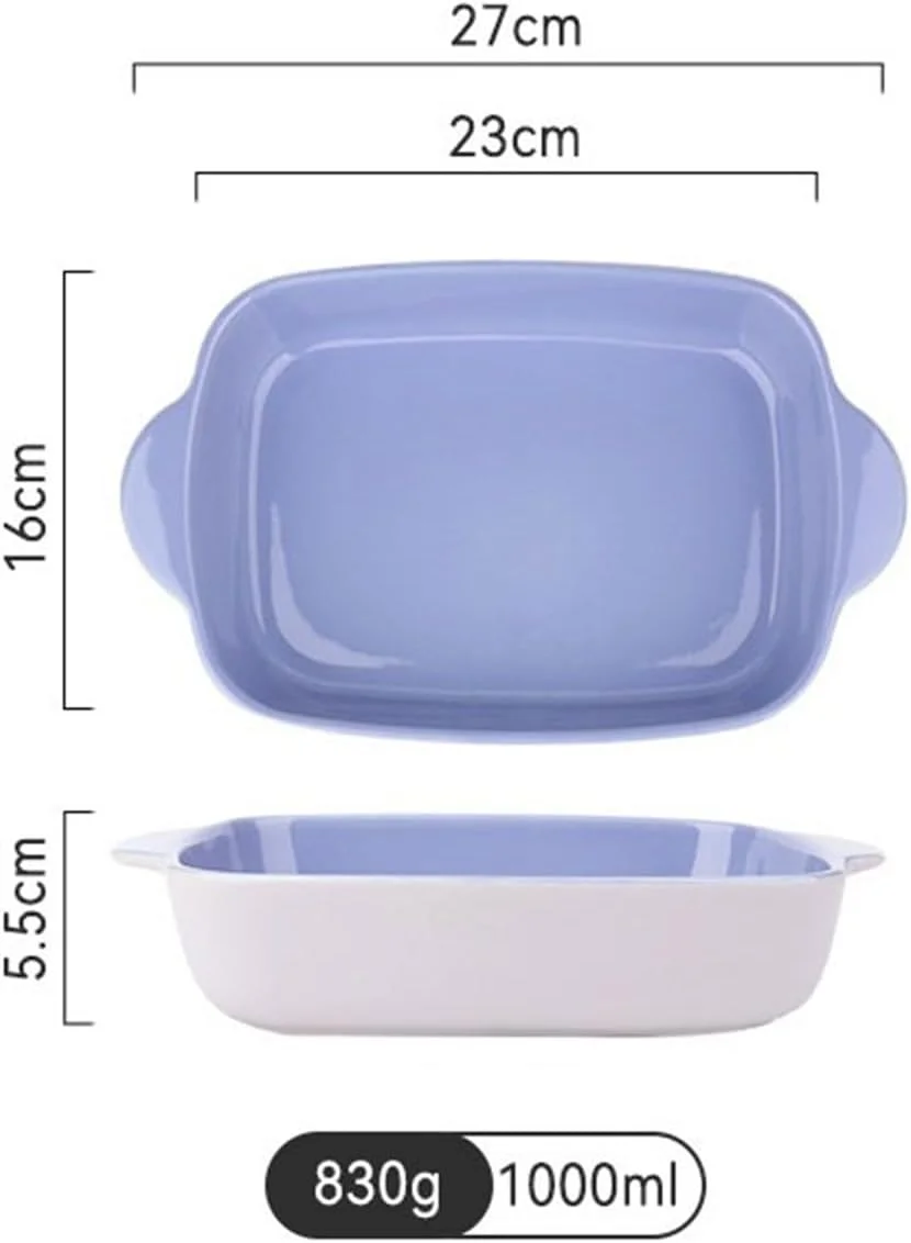 ظرف فر برای پنیر، ظرف برنج پخته شده، ظرف مستطیلی ویژه، ظرف سبزیجات، ظرف دوکفه ای، ظرف سرامیکی فر (صورتی، 9 اینچ)