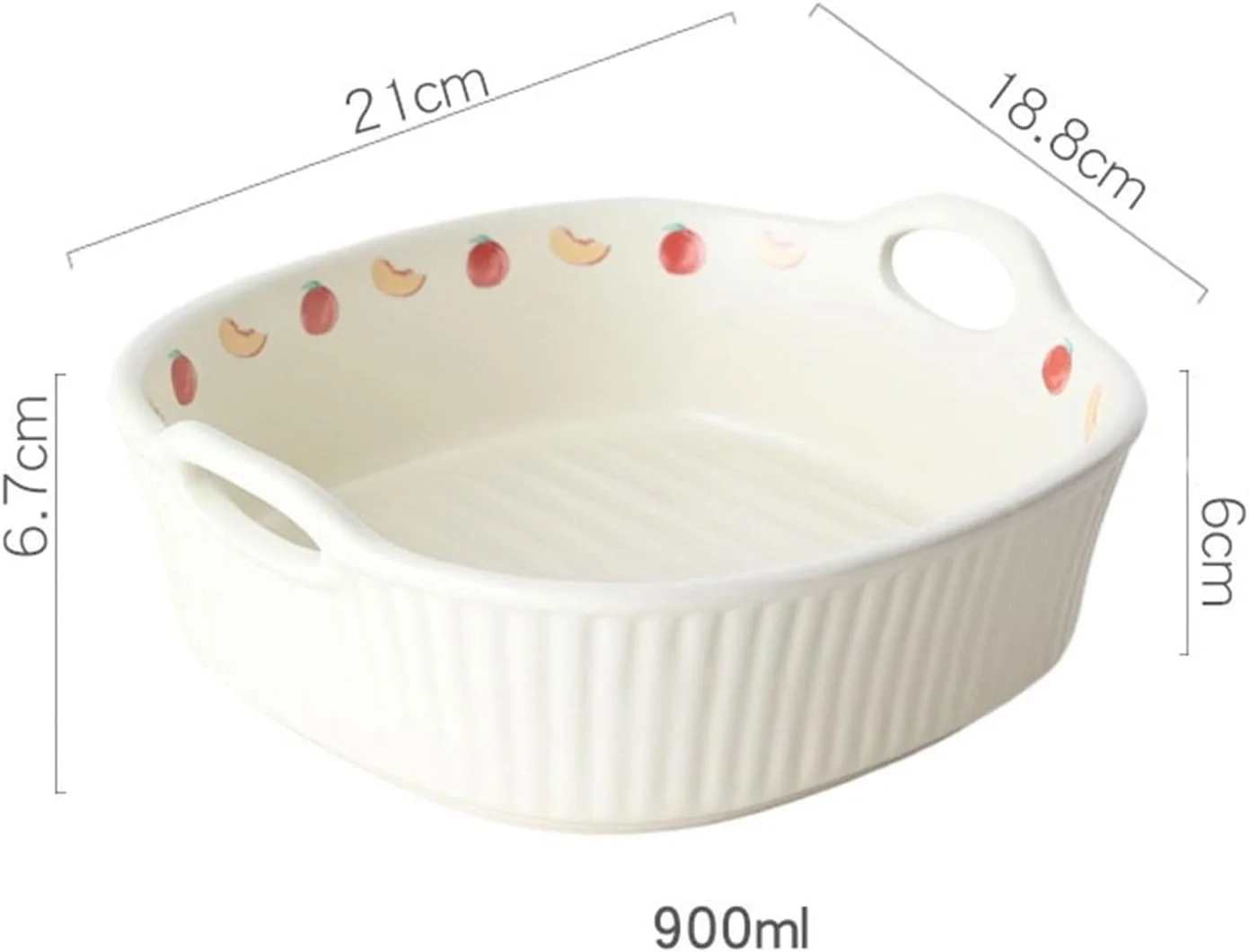 ظرف فر خانگی، سینی پخت فر، کاسه پخت پنیر سرامیکی مقاوم در برابر حرارت بالا، بشقاب شامپ بزرگ ظرف فر سرامیکی (سفید)