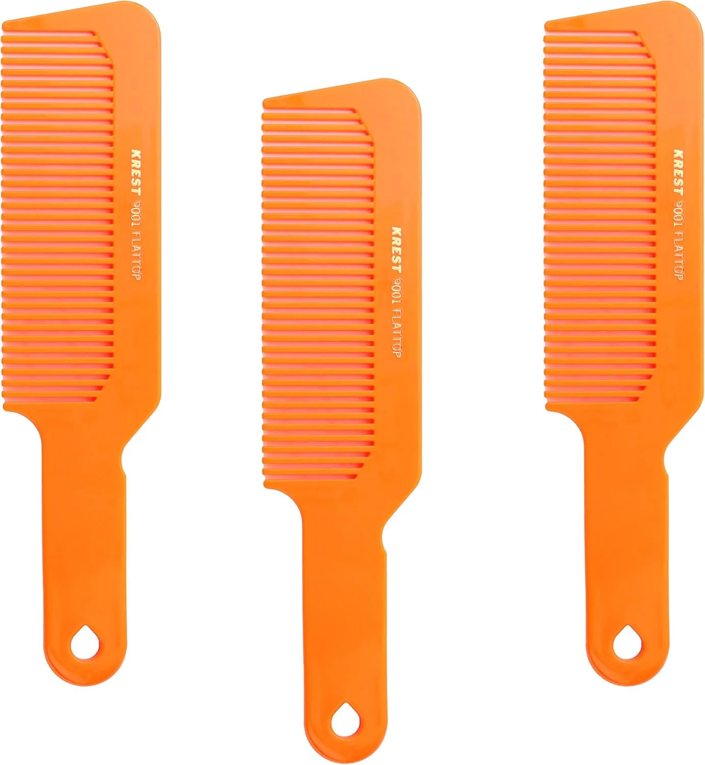 شانه مو کرست مدل 9001، شانه فلت تاپ 8-3/4 اینچی برای اصلاح مو، مخصوص آرایشگران، 3 عدد (نارنجی نئونی)