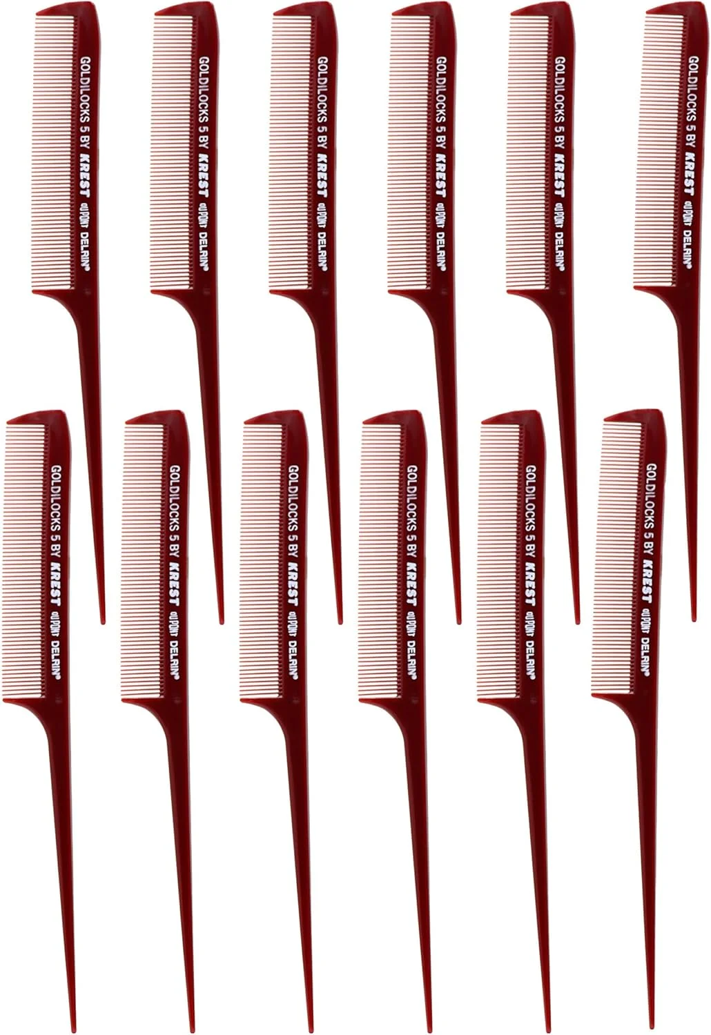 شانه دم باریک دندانه خیلی ریز Krest Goldilocks g5 سایز 8-1/2 اینچ. شانه های مقاوم در برابر حرارت. 12 عدد.